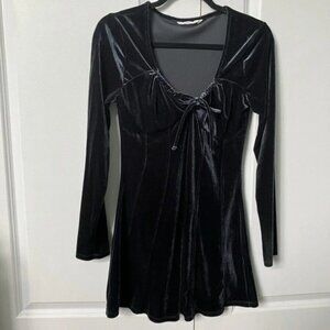 Bluenotes Blue Velour Velvet Mini Dress Goth Witchy Boho Whimsigoth Medium